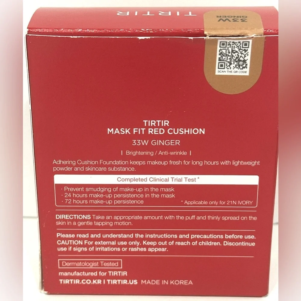 NEW, TIRTIR Mask Fit Red Cushion Foundation 0.63 fl oz 33W Ginger